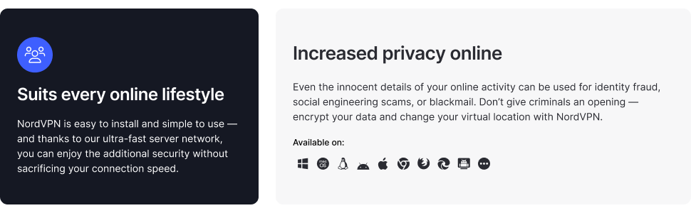 Increased privacy online