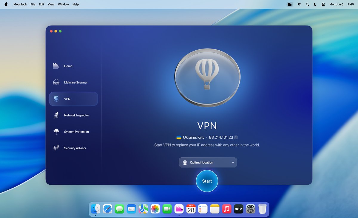 Moonlock built-in VPN